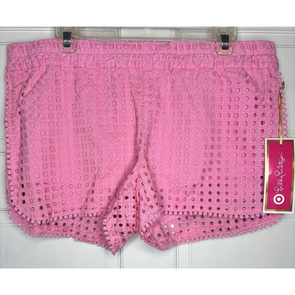 Lilly Pulitzer For Target Shorts New Pink Women’s Size Large Eyelet Lined